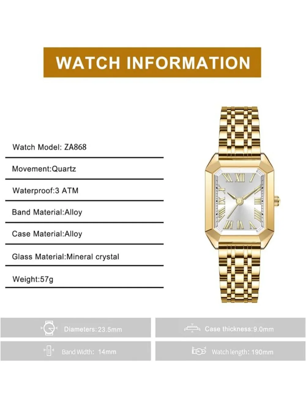 Women's Gold Vintage Roman/Arabic Numeral Dial Alloy Bracelet Wrist Watches